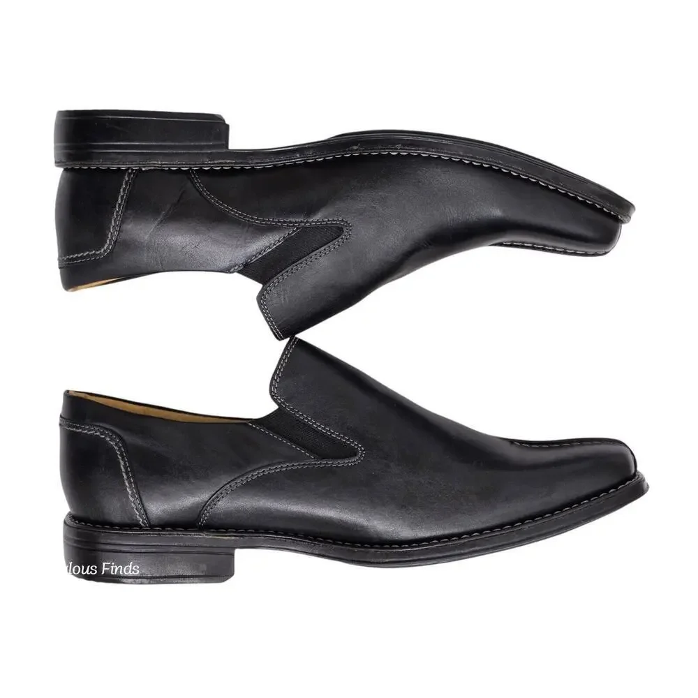 Sandro Moscoloni Leather Slip On Dress Shoe Mens 11.5 D Black Made In Brazil EUC